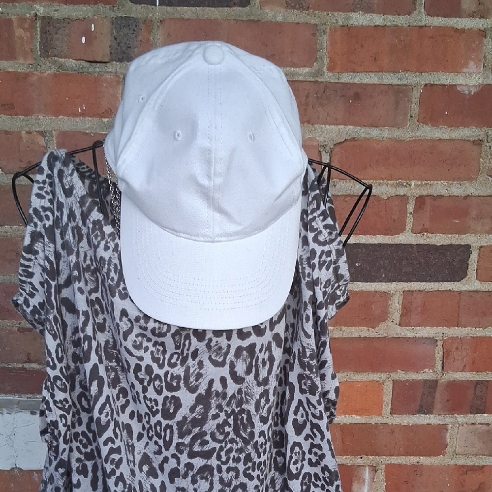 George White Cap and Leopard Print Top